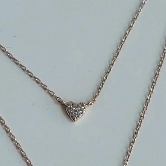 Womens N925 Silver Plated Rose Gold Heart Layered Pendant Necklace Choker Gift - Picture 8 of 9